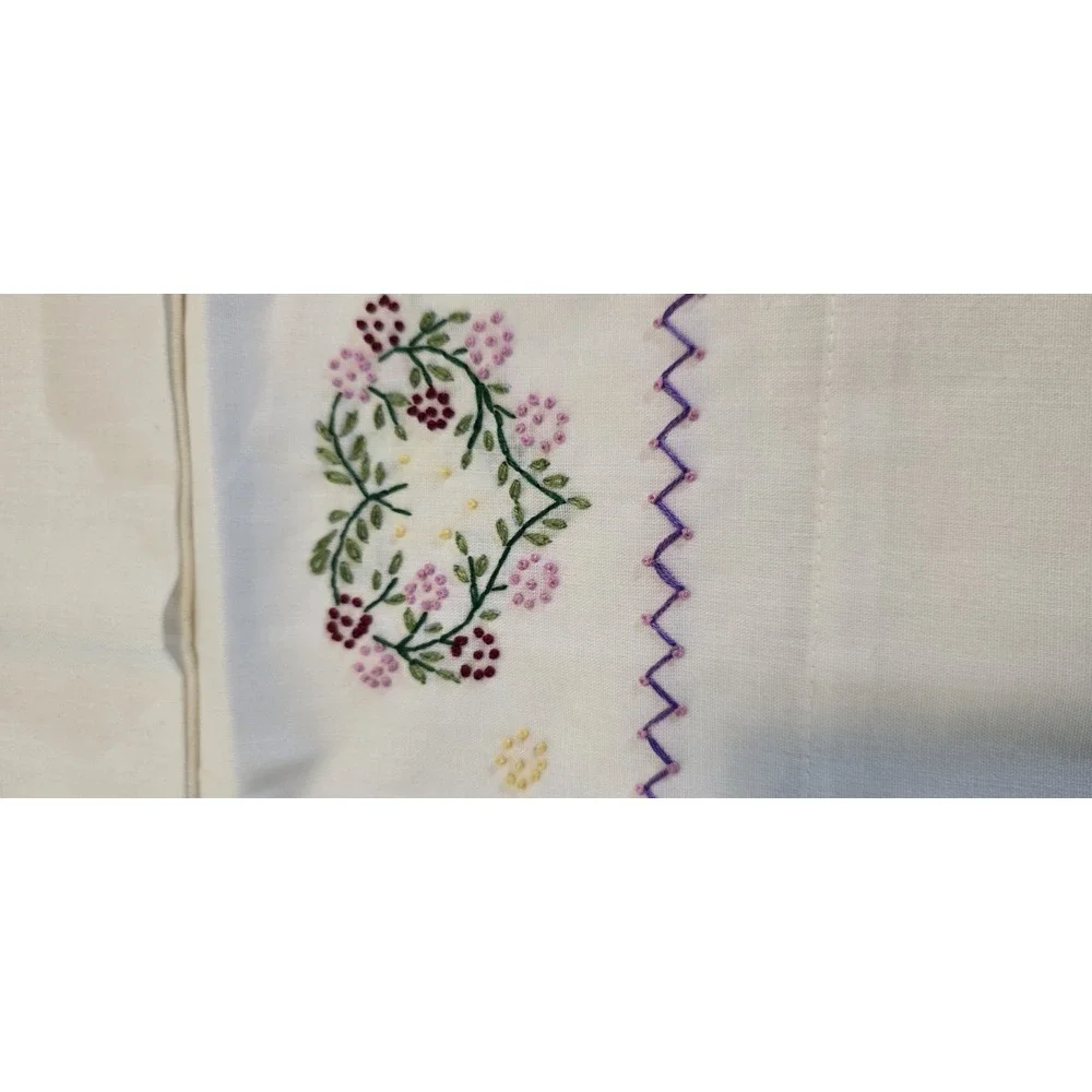 PAIR OF‎ VINTAGE LADY PEPPERELL EMBROIDERED, CROSS STITCH STANDARD PILLOWCASES
